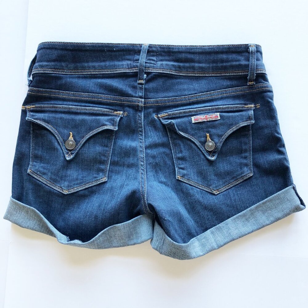 HUDSON Croxley Mid Thigh Dark Wash Rolled Hem Shorts Womens 26 - Picture 3 of 10